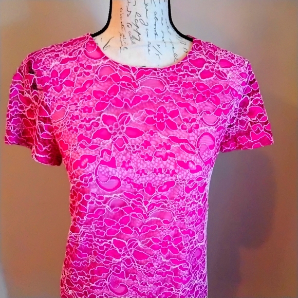 NWT CeCe By Cynthia Steffe Fuchsia Lace Dress - 4 - Picture 4 of 9